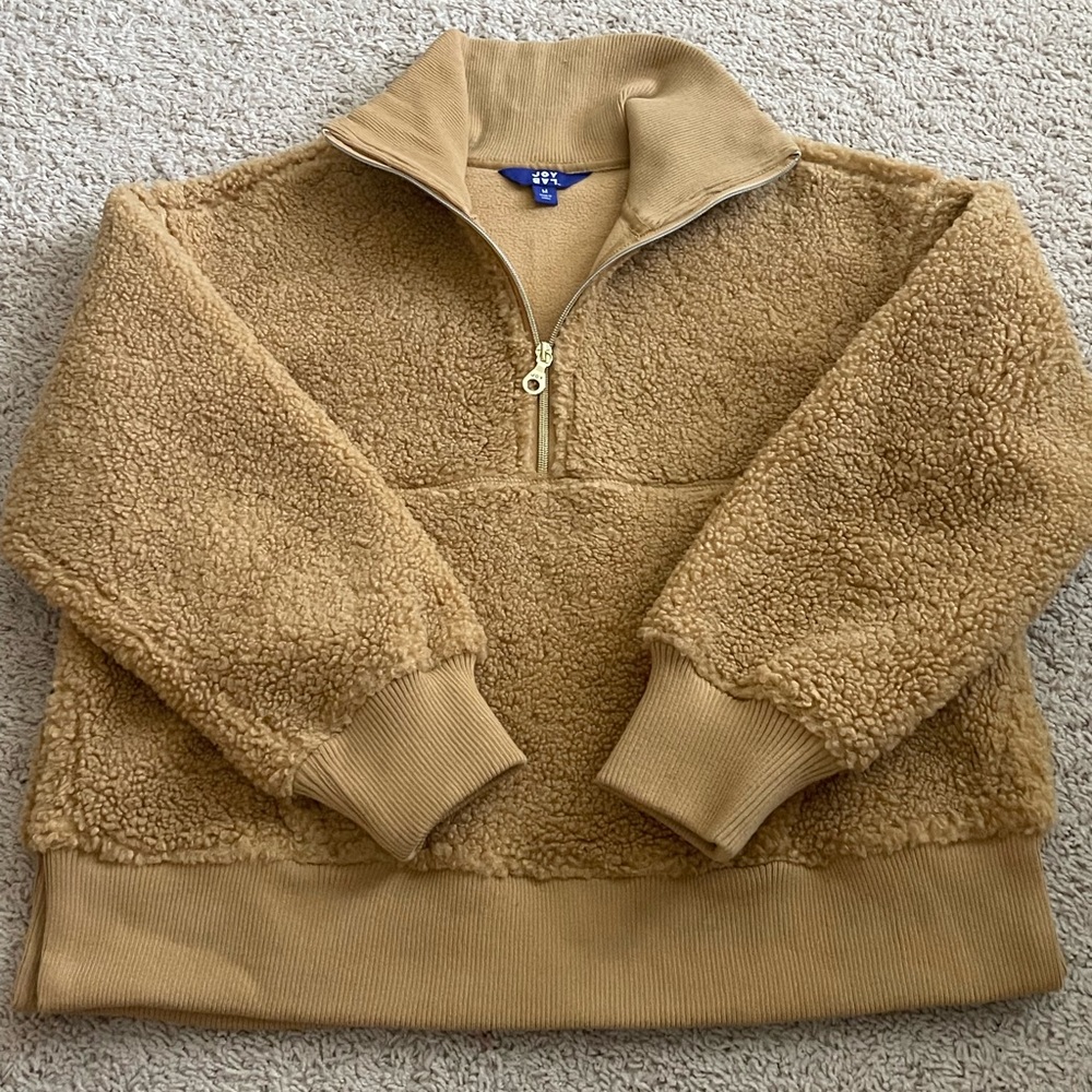 Teddy Quarter Zip Crop Pullover